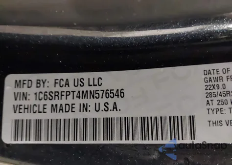 2021 Ram 1500 Limited 4X4 6'4 Box z USA, uszkodzony, nr VIN 1C6SRFPT4MN576546